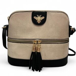 Elegant Cream and Black Crossbody Bag